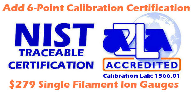 Single Filament Ion Gauge Calibration